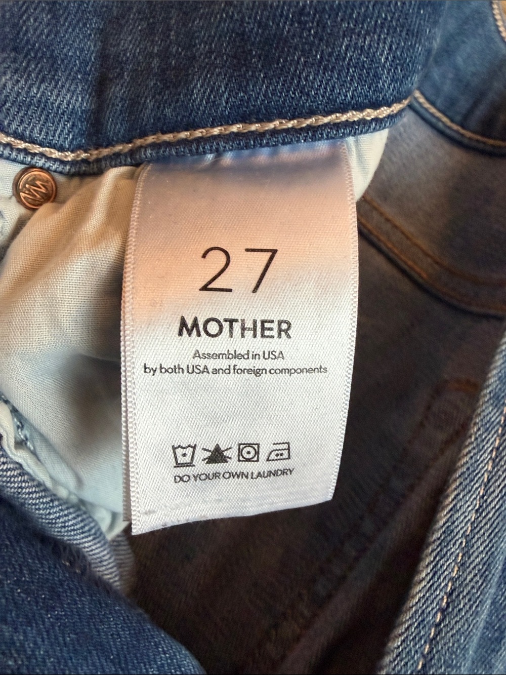 MOTHER Mid Blue Flare Jeans with Raw Hem - Picture 3 of 4
